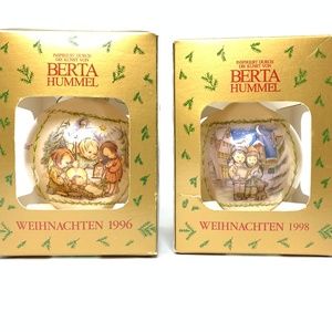 Berta Hummel Glass Christmas Ornament - Lot of 2